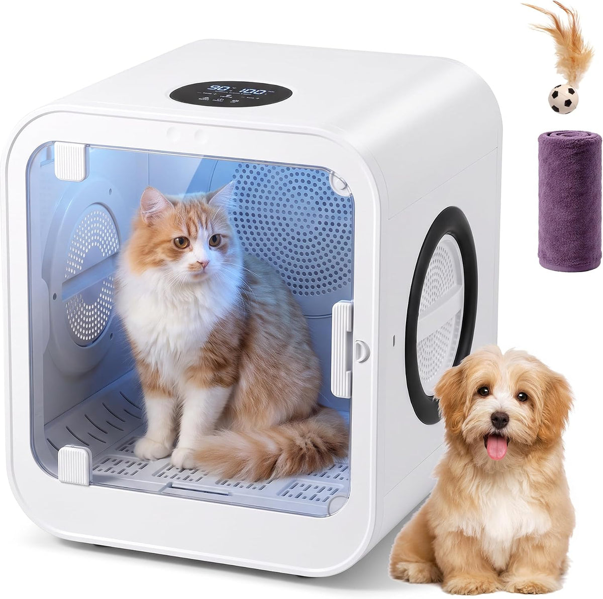 70 liter automatic pet hair dryer box with a cat inside