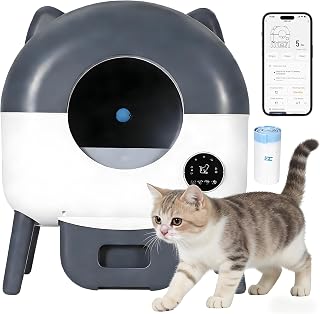 Self-Cleaning Automatic Cat Litter Box, Large Capacity, App Control, Triple Safety Protection, Washable Liner, 1 Roll