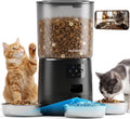 Black automatic cat feeder with rotating camera