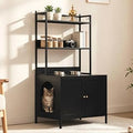 Metal Cat Litter Box Enclosure, Hidden Litter Box Cabinet