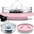Glass cat water fountain on a pink raised stand