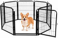 Black 32 inch metal dog play pen with anti-slip feet in a garage – view 4