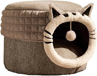 Velvet Cat Bed with Toy, 48 x 48 x 35 cm, Style 2