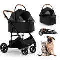 3-in-1 pet stroller with detachable carrier and rubber wheels