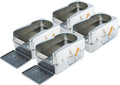 Four high-sided stainless steel cat litter boxes with scoop