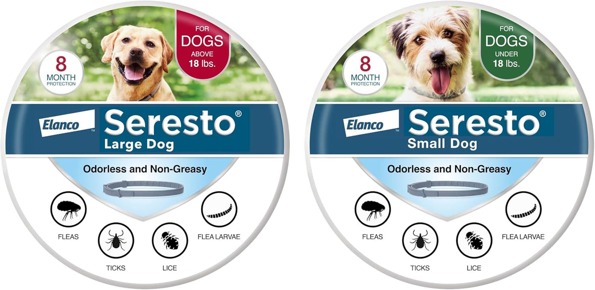 Flea and tick collars for a large dog and a small dog