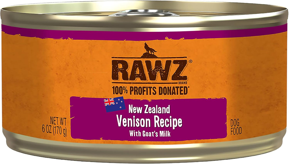 Case of venison and goat's milk pate dog food cans