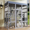62.6 Inch Wooden Catio, Large Cat Enclosure with Metal Wire Mesh