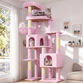 78-Inch Cat Tower with Houses and Condos, 5 Sisal Posts, 2-3 Medium to Large Cats, F78C, Pink