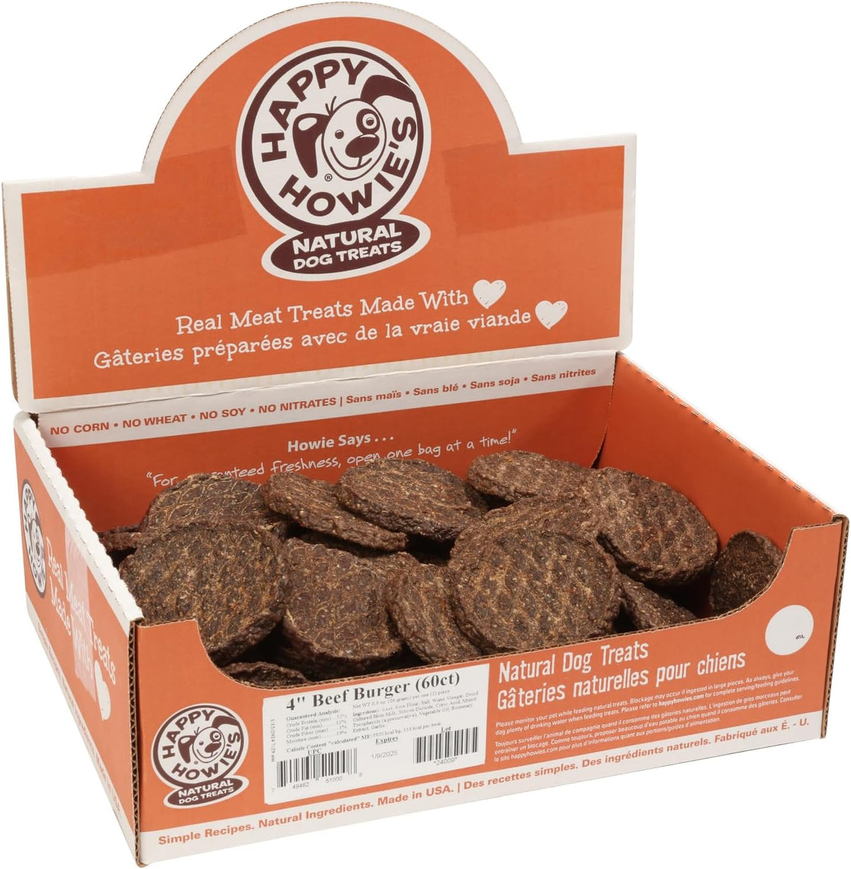 48 oz bag of mini beef burger dog snacks made with real beef