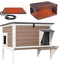 Large insulated heated outdoor cat house with liner and side escape door