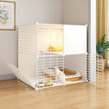 Large Indoor Cat Cage, Detachable Metal Wire, Assembled Playpen, White, 27.5