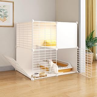 Large Indoor Cat Cage, Detachable Metal Wire, Assembled Playpen, White, 27.5