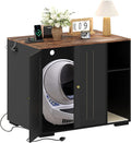 Black XL cabinet enclosure for automatic litter box with charging station