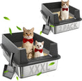Enclosed stainless steel cat litter box with lid, high sides and scoop