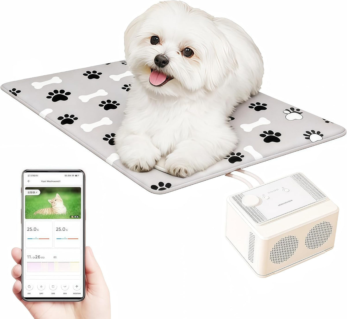 Smart cooling and heating pet mat with phone app control