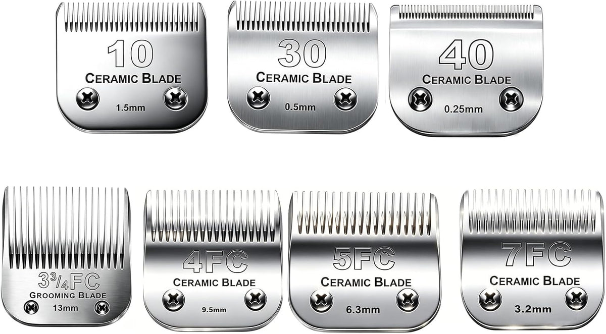 Six ceramic and stainless steel detachable dog clipper blades – view 2
