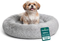 Gray shaggy faux fur round donut dog bed, 45 inches – view 9