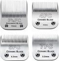 Set of five wide stainless steel dog clipper blades in different cutting lengths – view 2