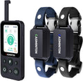 Blue remote dog training collar set with LCD remote and two receivers