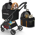 Black 4-in-1 foldable cat stroller with detachable carrier – view 4