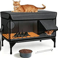 Heated Outdoor Cat House, Foldable Elevated Cat Shelter with Heating Pad