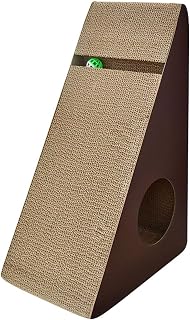 Triangular Cardboard Cat Scratcher Wall Pad with Bell Ball