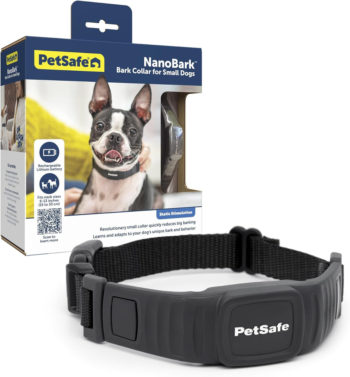 Compact rechargeable bark collar for small dogs