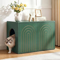 Tall arched litter box enclosure cabinet with shelves – view 4
