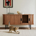 Brown 47 inch litter box cabinet with sliding tambour door