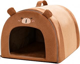 Soft Enclosed Cat Tent Bed with Carry Handle and Arched Front Entrance