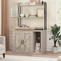 59-Inch Tall Cat Litter Box Enclosure with 2-Tier Shelves and Power Outlet
