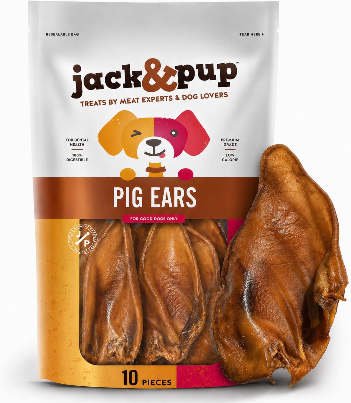 Pile of whole dried pig ears dog chews – view 2