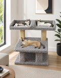 Carpeted solid wood cat condo post with two window perches