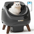 Grey open-top automatic cat litter box