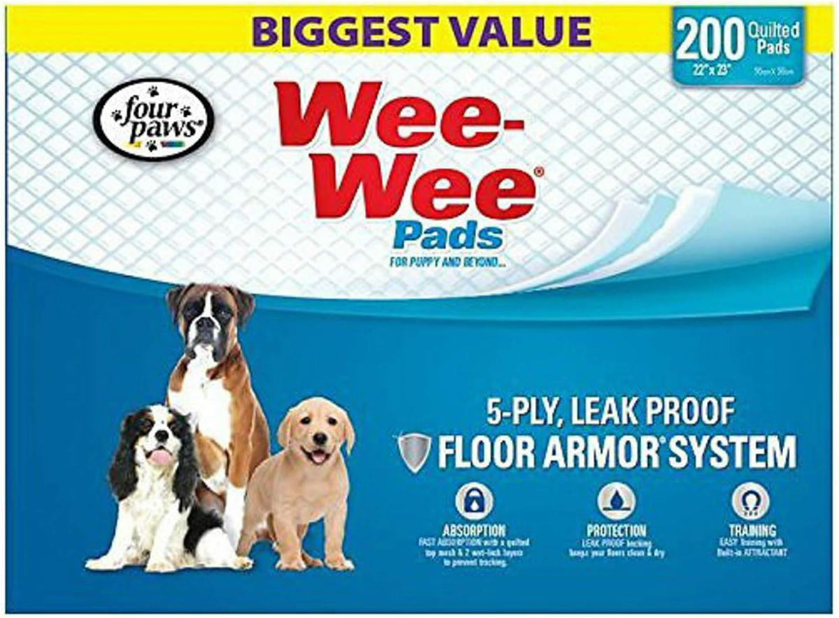 Stack of white 22 x 23 inch six-layer dog training pads