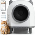 Automatic self-cleaning cat litter box with large drum and waste drawer