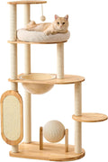 50 inch rubberwood cat tree with space capsule nest and sisal posts