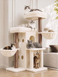 Light gray 69.7 inch cat tower with condo and hammock – view 3