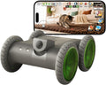 Green four-wheel-drive home robot camera for monitoring pets