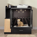 White litter box enclosure side table with drawer, door and motion light – view 2
