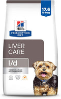 Bag of veterinary liver care prescription dry dog food