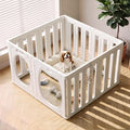 Clear acrylic 12-panel puppy playpen with two doors in a living room – view 3