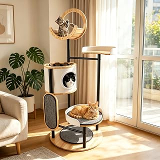 66-Inch Corner Cat Tree, Multi-Level Climbing Tower, 27.56 x 66 in