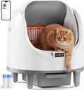 White automatic self-cleaning cat litter box with app control