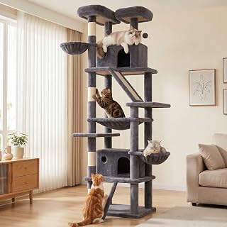 Cat Tree with Toys, 81 Inches, with Ladder, for Indoor Cats