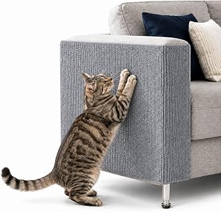 Self-Adhesive Sisal Cat Scratch Pad for Sofa, Light Grey, 23.4x195 Inches