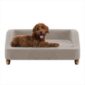 Tan microfiber rectangular elevated dog sofa bed