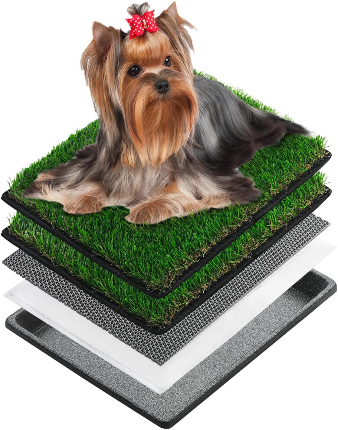 Artificial grass dog potty pad set on a drainage tray, XL size – view 2