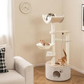 PETSITE 55.5 Inch Wooden Cat Tree, Multi-Level Modern Cat Tower